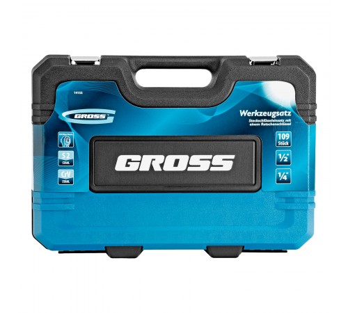 Набор инструментов, 1/4", 1/2", CrV, 120 зубьев, 109 предметов Gross
