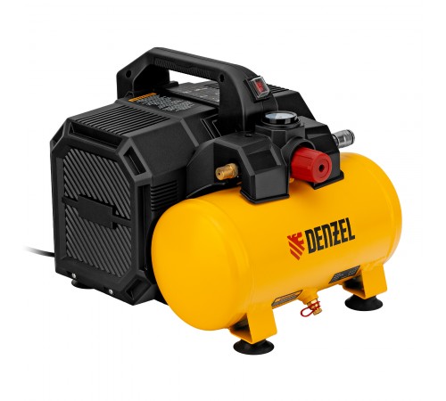 Компрессор  DLS750/6 безмасляный малошумный 750 Вт, 140 л/мин,ресивер 6 л Denzel
