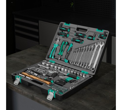 Набор инструментов, 1/2", 1/4", CrV, пластиковый кейс 98 предметов Stels
