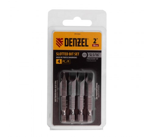 Набор бит, SL5/16"x2", 4 шт. Denzel
Набор бит, SL5/16"x2", 4 шт. Denzel