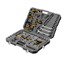 Набор инструментов, 1/2", 1/4", CrV, S2, пластиковый кейс, 122 предмета Denzel
