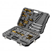 Набор инструментов, 1/2", 1/4", CrV, S2, пластиковый кейс, 122 предмета Denzel

