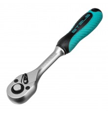 Ключ-трещотка 1/4", CrV, 72 зуба, с быстрым сбросом, матовый хром Stels
