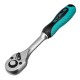 Ключ-трещотка 1/4", CrV, 72 зуба, с быстрым сбросом, матовый хром Stels
