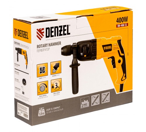Перфоратор электрический RH-400-12, SDS-plus, 400 Вт, 1.2 Дж, 2 режима Denzel
Перфоратор электрический RH-400-12, SDS-plus, 400 Вт, 1.2 Дж, 2 режима Denzel