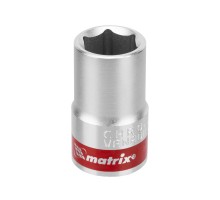 Головка торцевая, 14 мм, шестигранная, CrV, под квадрат 1/2, хромированная Matrix

