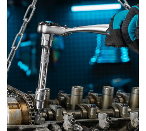 Набор торцевых головок, трещотка 120 зубьев, 1/2", CrV, 12 предметов Gross
