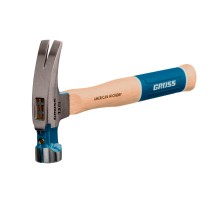 Молоток-гвоздодер, 380 г, угол 75, магнит, обрезиненная рукоятка AMERICAN HICKORY GROSS
