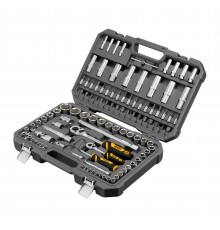 Набор инструментов, 1/2", 1/4", CrV, S2, пластиковый кейс, 109 предметов Denzel

