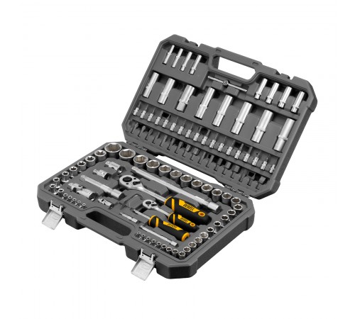 Набор инструментов, 1/2", 1/4", CrV, S2, пластиковый кейс, 109 предметов Denzel
Набор инструментов, 1/2", 1/4", CrV, S2, пластиковый кейс, 109 предметов Denzel