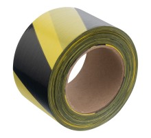 Лента сигнальная, 75 мм х 200 м, черно-желтая Сибртех
