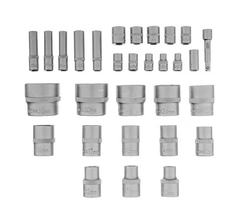 Набор инструментов, 1/2", 1/4", пластиковый кейс 76 предметов Сибртех
