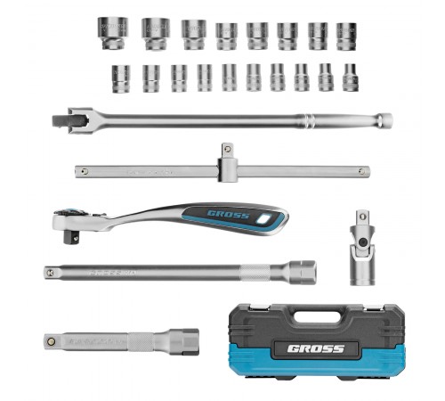 Набор инструментов, 1/2", CrV, 120 зубьев, 24 предмета Gross
Набор инструментов, 1/2", CrV, 120 зубьев, 24 предмета Gross