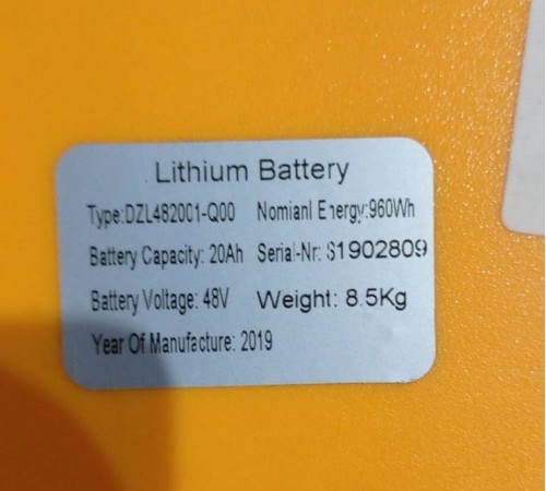 Аккумулятор для тележек CBD15W-Li 48V/20Ah литиевый (Li-ion battery)
Аккумулятор для тележек CBD15W-Li 48V/20Ah литиевый (Li-ion battery)