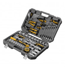 Набор инструментов, 1/2", 1/4", CrV, S2, пластиковый кейс, 64 предмета Denzel
