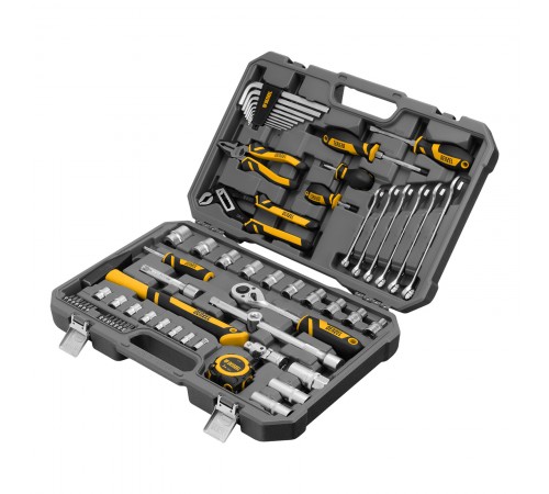 Набор инструментов, 1/2", 1/4", CrV, S2, пластиковый кейс, 64 предмета Denzel
Набор инструментов, 1/2", 1/4", CrV, S2, пластиковый кейс, 64 предмета Denzel