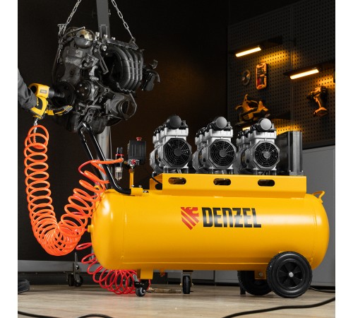 Компрессор безмасляный, малошумный DLS 2250/100, 2250 Вт, 3x750, 100 л, 410 л/мин блок управления/ Denzel
Компрессор безмасляный, малошумный DLS 2250/100, 2250 Вт, 3x750, 100 л, 410 л/мин блок управления/ Denzel