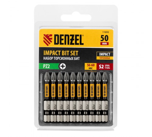 Бита IMPACT, PZ2x50 мм, лазерная обработка шлица, сталь S2, 10 шт., Е 6,3 Denzel
Бита IMPACT, PZ2x50 мм, лазерная обработка шлица, сталь S2, 10 шт., Е 6,3 Denzel