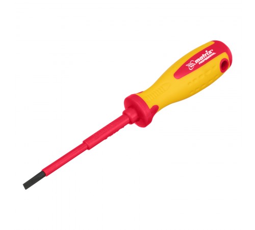 Отвертка Insulated, SL4 x 100 мм, CrMo, до 1000 В, двухкомпонентная рукоятка Matrix Professional
Отвертка Insulated, SL4 x 100 мм, CrMo, до 1000 В, двухкомпонентная рукоятка Matrix Professional