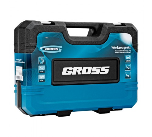 Набор инструментов, 1/4", 1/2", CrV, 120 зубьев, 109 предметов Gross
