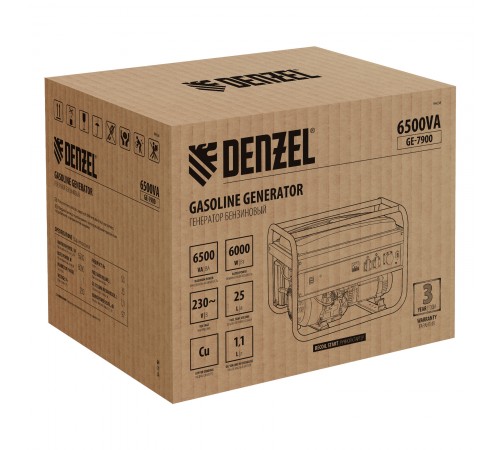 Генератор бензиновый GE 7900, 6.5 кВт, 220 В/50 Гц, 25 л, ручной пуск Denzel
Генератор бензиновый GE 7900, 6.5 кВт, 220 В/50 Гц, 25 л, ручной пуск Denzel