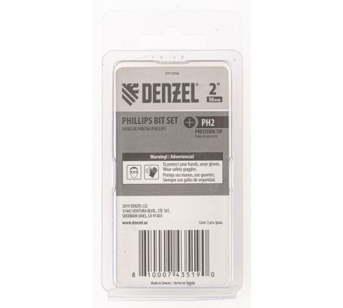 Набор бит, PH2x50, 5 шт. Denzel
Набор бит, PH2x50, 5 шт. Denzel