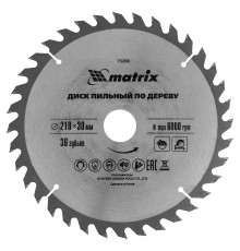 Пильный диск по дереву, 210 х 30 мм, 36 зубьев Matrix Professional
