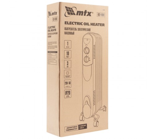 Масляный обогреватель MTX OCH-1000, 230 В, 1000 Вт MTX
Масляный обогреватель MTX OCH-1000, 230 В, 1000 Вт MTX