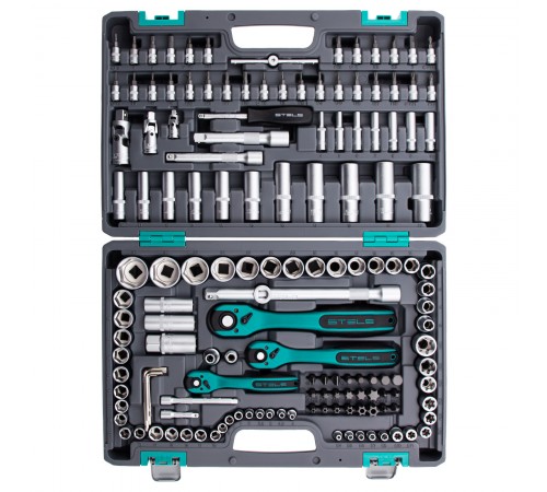 Набор инструментов, 1/4", 3/8", 1/2", Cr-V, S2, усиленный кейс, 151 предмет Stels
