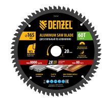Пильный диск по алюминию ф165 х 20 мм, 60 зубьев Denzel
