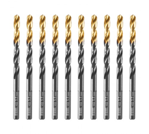 Сверло по металлу, 5,5 мм, HSS-Tin, Golden Tip, 10 шт. Denzel
Сверло по металлу, 5,5 мм, HSS-Tin, Golden Tip, 10 шт. Denzel