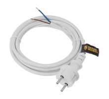 Шнур сетевой Energy Series, ПВС, 3 м, 2 x 1,5 мм, с неразборной вилкой, белый, Denzel
