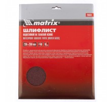 Шлифлист на тканевой основе, P 40, 230 х 280 мм, 10 шт, водостойкий Matrix

