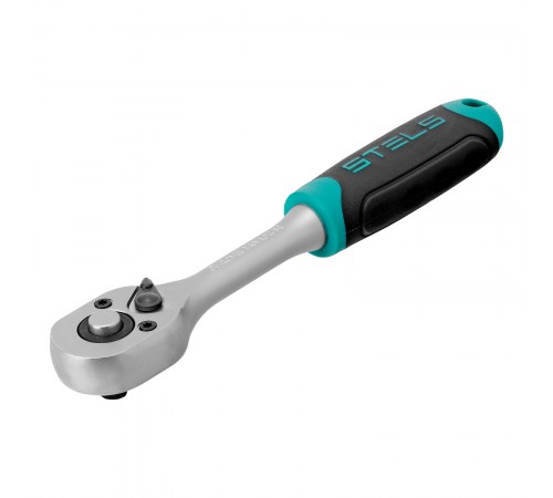 Ключ-трещотка 1/4", CrV, 72 зуба, с быстрым сбросом, матовый хром Stels
