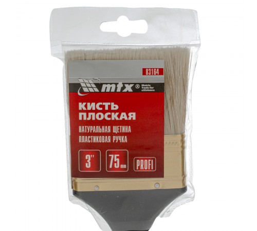 Кисть плоская "Профи" 3", натуральная щетина, пластмассовая ручка MTX
Кисть плоская "Профи" 3", натуральная щетина, пластмассовая ручка MTX