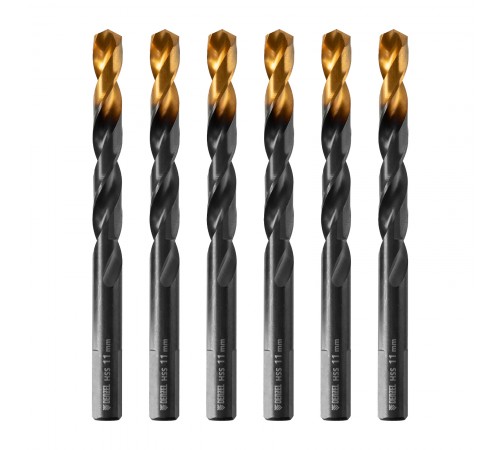 Сверло по металлу, 11 мм, HSS-Tin, Golden Tip, 6 шт. Denzel
