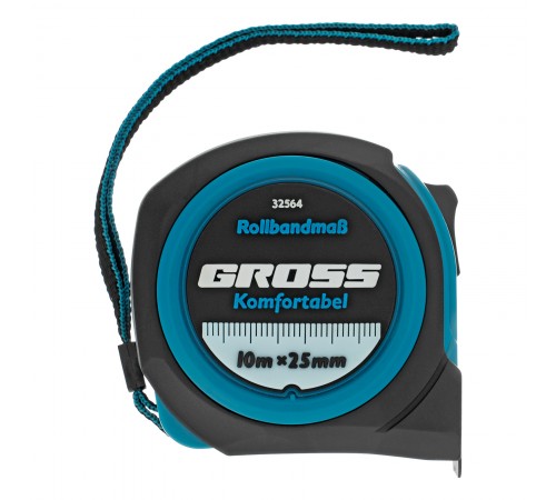Рулетка Komfortabel 10 м х 25 мм,обрезиненный корпус Gross

