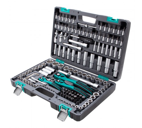 Набор инструментов, 1/4", 3/8", 1/2", Cr-V, S2, усиленный кейс, 151 предмет Stels
