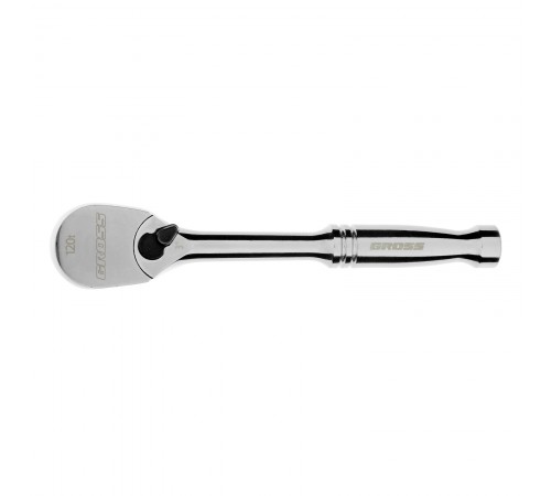 Ключ-трещотка 1/4", CrV, 120 зубьев, цельнометаллический, хром Gross
