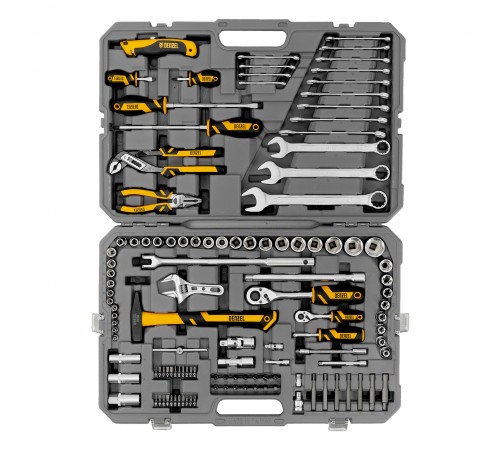 Набор инструментов, 1/2", 1/4", CrV, S2, пластиковый кейс, 122 предмета Denzel
Набор инструментов, 1/2", 1/4", CrV, S2, пластиковый кейс, 122 предмета Denzel