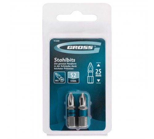 Бита РН1 х 25, сталь S2, 2 шт. Gross
Бита РН1 х 25, сталь S2, 2 шт. Gross