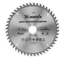 Пильный диск по дереву, 216 х 32 мм, 48 зубьев, кольцо 30/32 Matrix Professional
