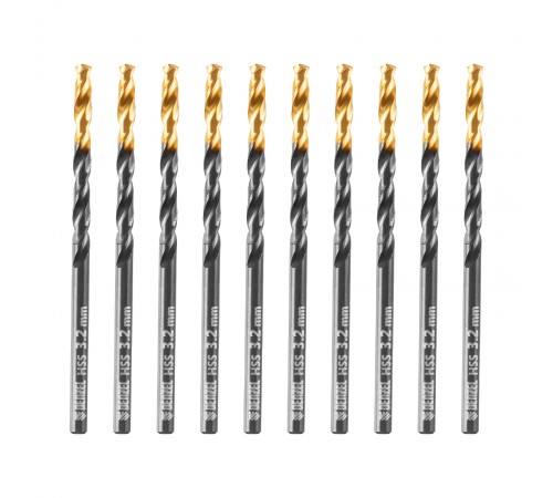 Сверло по металлу, 3,2 мм, HSS-Tin, Golden Tip, 10 шт. Denzel
Сверло по металлу, 3,2 мм, HSS-Tin, Golden Tip, 10 шт. Denzel