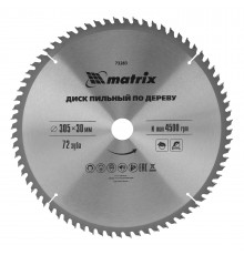 Пильный диск по дереву, 305 х 30 мм, 72 зуба Matrix Professional
