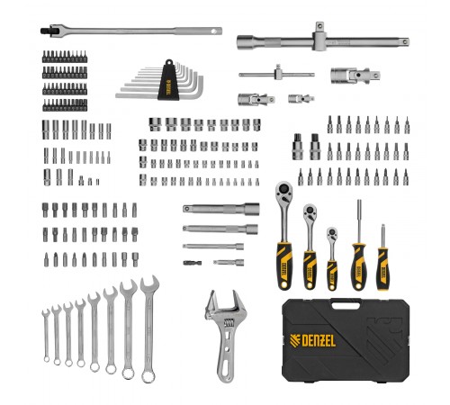 Набор инструментов, 1/2", 1/4", 3/8", CrV, S2, пластиковый кейс, 216 предметов Denzel
Набор инструментов, 1/2", 1/4", 3/8", CrV, S2, пластиковый кейс, 216 предметов Denzel