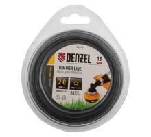Леска для триммера двухкомпонентная звезда, 2,0мм х 15м,  FLEX CORD, DENZEL
