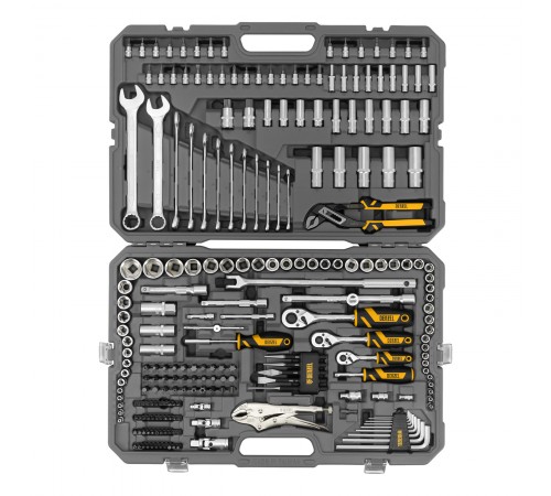 Набор инструментов, 1/2", 3/8", 1/4", CrV, S2, пластиковый кейс, 232 предмета Denzel
Набор инструментов, 1/2", 3/8", 1/4", CrV, S2, пластиковый кейс, 232 предмета Denzel