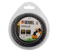 Леска для триммера двухкомпонентная эллипс 2,4мм х 15м, блистер EXTRA CORD,  Denzel
