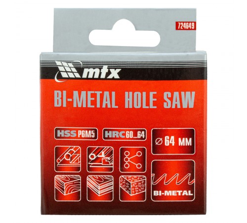 Коронка Bimetal, 64 мм Matrix
Коронка Bimetal, 64 мм Matrix