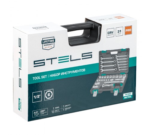 Набор инструментов, 1/2", CrV, пластиковый кейс 31 предмет Stels
